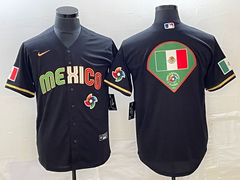 Men 2023 World Cub Mexico Blank Black gold Nike MLB Jersey11